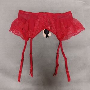 Victoria's Secret Red Sheer Lace Garter Belt XS/S New With Tags